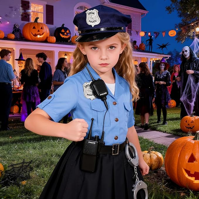 KIDIN Police Officer Costume for Kids Cop Costume for Girls’ Police Dress Up Halloween Cosplay Birthday Gift