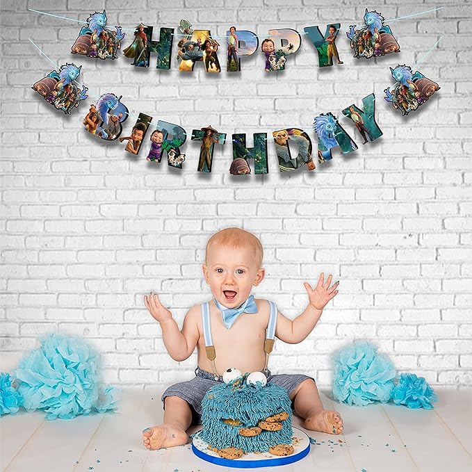 "Raya and the Last Dragn Happy Birthday Banner – Princess Birthday Party Supplies – Colorful Raya and Sisu Themed Banner Decoration for Girls and Fans – Perfect for Cake Table, Wall, or Party Backdrop"