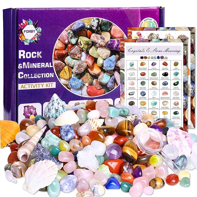 200Pcs Natural Crystals Stones Set & Healing Crystal Set Rock Collection Raw Stones Geodes & Tumbled Stones Set for Decoration Chakra Reiki Gift Balancing Energy Kids Beginners