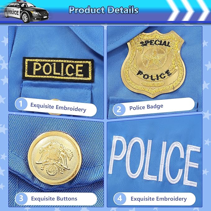 Police Costume for Girls Kids Cop Halloween Costumes Toddler Police Officer Uniform Outfit with Policeman Accessories