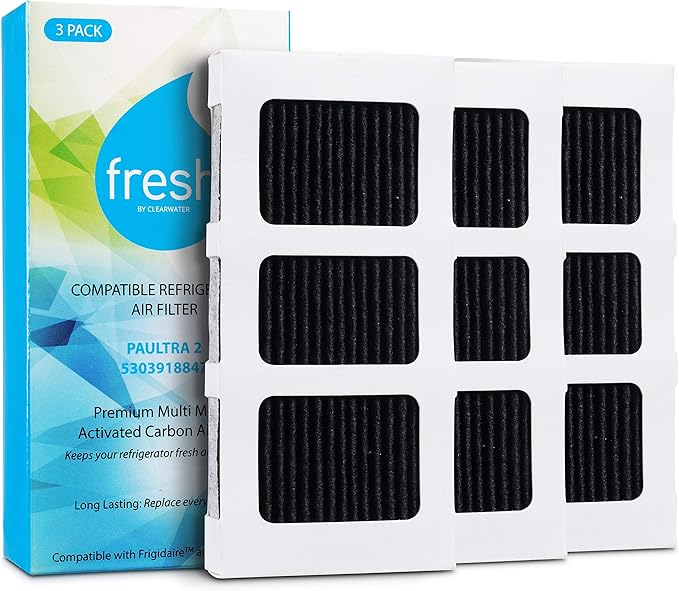 FRESH Paultra2 Refrigerator Air Filter Replacement for Frigidaire, Pureair Ultra 2, Pure Air Ultra 2, Pureair Ultra ll, Electrolux 242047805, 5303918847, EAP12364179 (3 Pack) Air filter by MIST