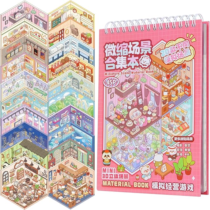 20 Sets Sticker Therapy DIY 3D Mini Scene Book: 1000+ Premium Removable Stickers for Anxiety Relief, Creative Scrapbooking Reusable Stress Relief Activities for Adults and Teens