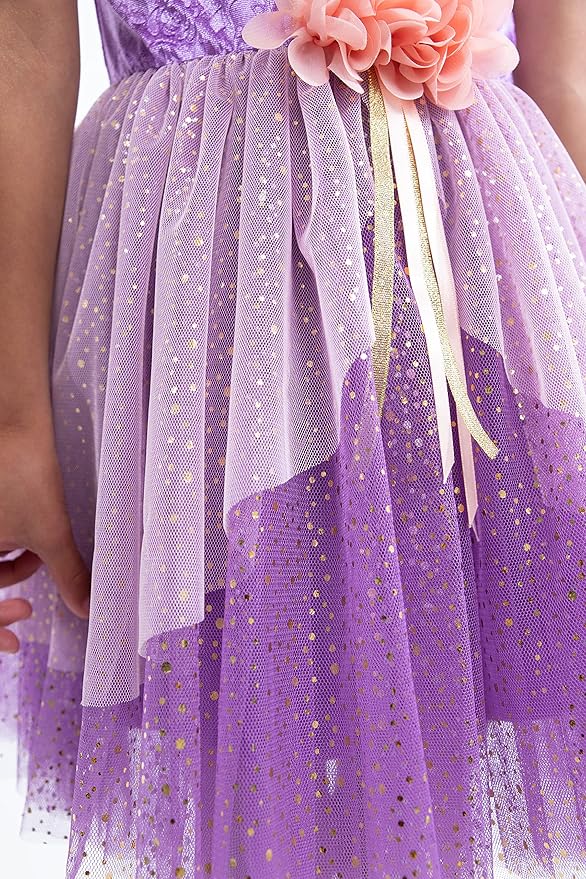 Little Adventures Rapunzel Princess Party Dress - Machine Washable Child Pretend Play Costume Outfit with No Glitter