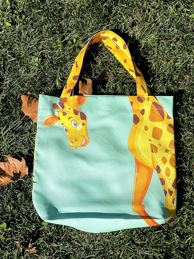 Sophie the Giraffe - Funny Giraffe Decor - Reusable Canvas Tote Bag for Women - Book Tote - Green