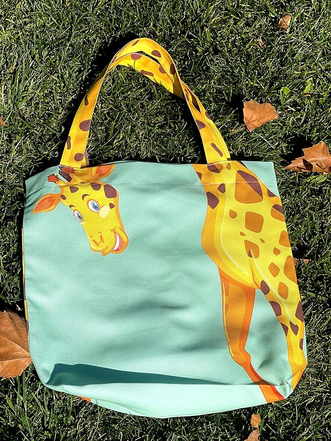 Sophie the Giraffe - Funny Giraffe Decor - Reusable Canvas Tote Bag for Women - Book Tote - Green