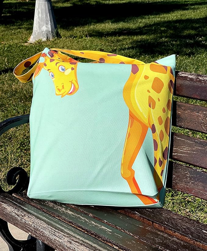 Sophie the Giraffe - Funny Giraffe Decor - Reusable Canvas Tote Bag for Women - Book Tote - Green