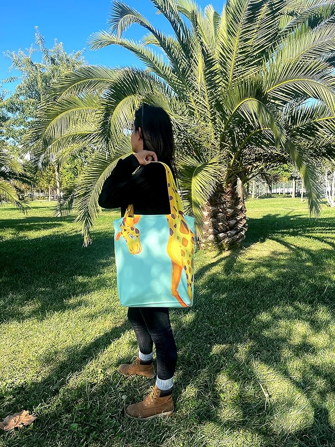 Sophie the Giraffe - Funny Giraffe Decor - Reusable Canvas Tote Bag for Women - Book Tote - Green