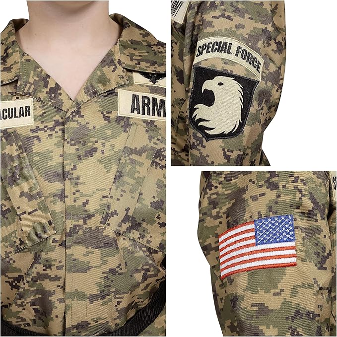 Spooktacular Creations Army Costume for Boys, Kids Military Costume, Soldier DressUp with Accessories for Halloween Roleplay